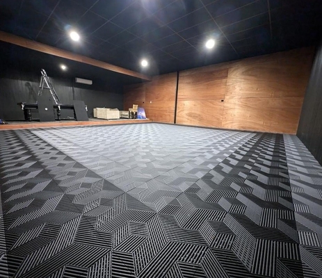 Taller de entrelazamiento negro Alfombras de piso Polipropileno azulejos de entrelazamiento Garaje