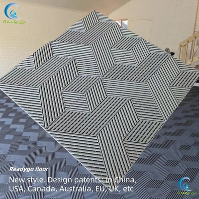 Tejas de piso de garaje resistentes al fuego fácil de instalar 15,75 X 15,75 pulgadas 3D Cubo Negro 0,7 pulgadas de grosor
